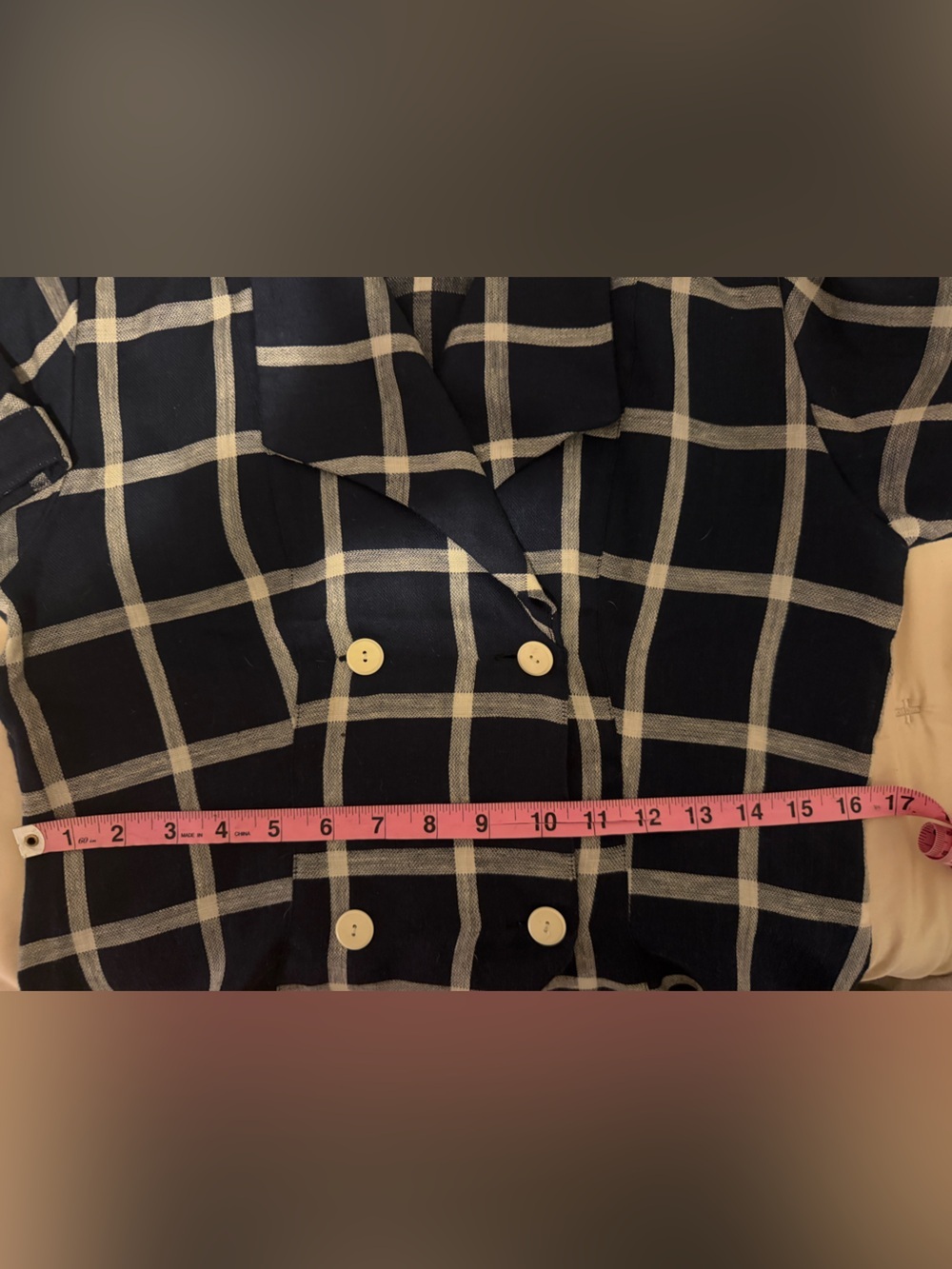 Vintage 90s Stagecraft Japanese Retro Windowpane Grid Blouse Doublebreasted crop - Picture 6 of 8
